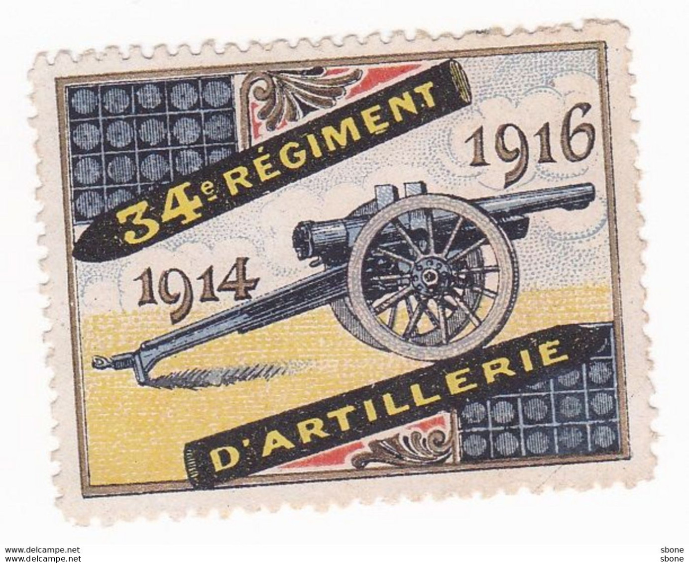 Vignette Militaire Delandre - 34ème Régiment D'artillerie - Cruz Roja