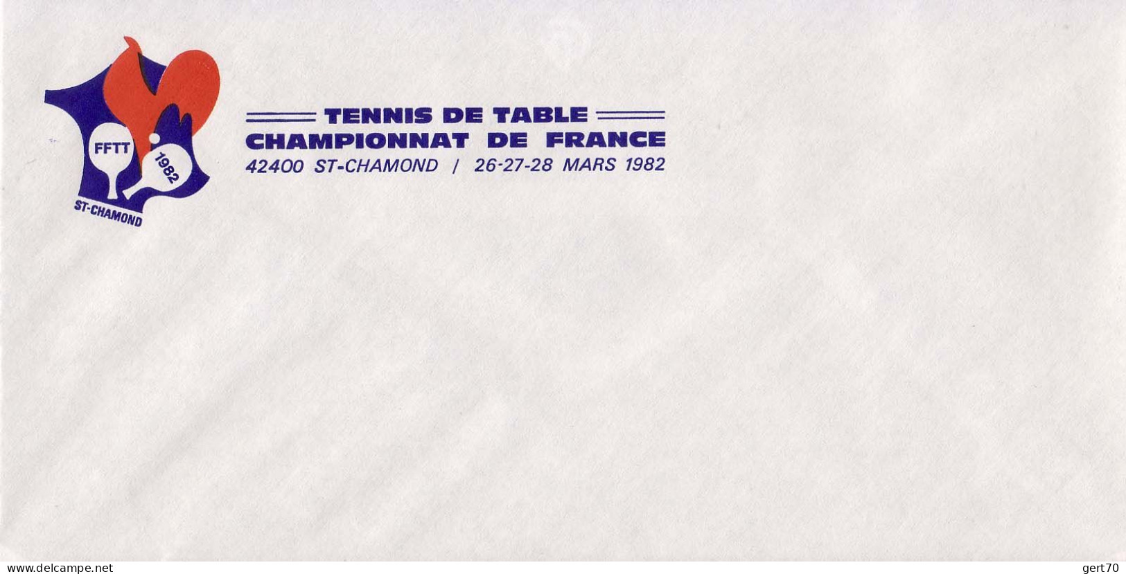 France 1982, Mint Cover / Enveloppe Vierge / French TT Championships, Saint-Chamond - Tennis De Table