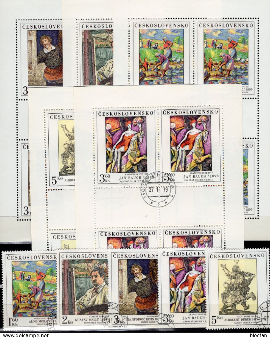 Kunst CSSR 2534/8+5x2ZD+Kleinbogen O 43€ Gemälde-Galerie 1979 M/s Sheets Hoja Art Se-tenants Sheetlets Bf CZECHOSLOVAKIA - Lots & Serien