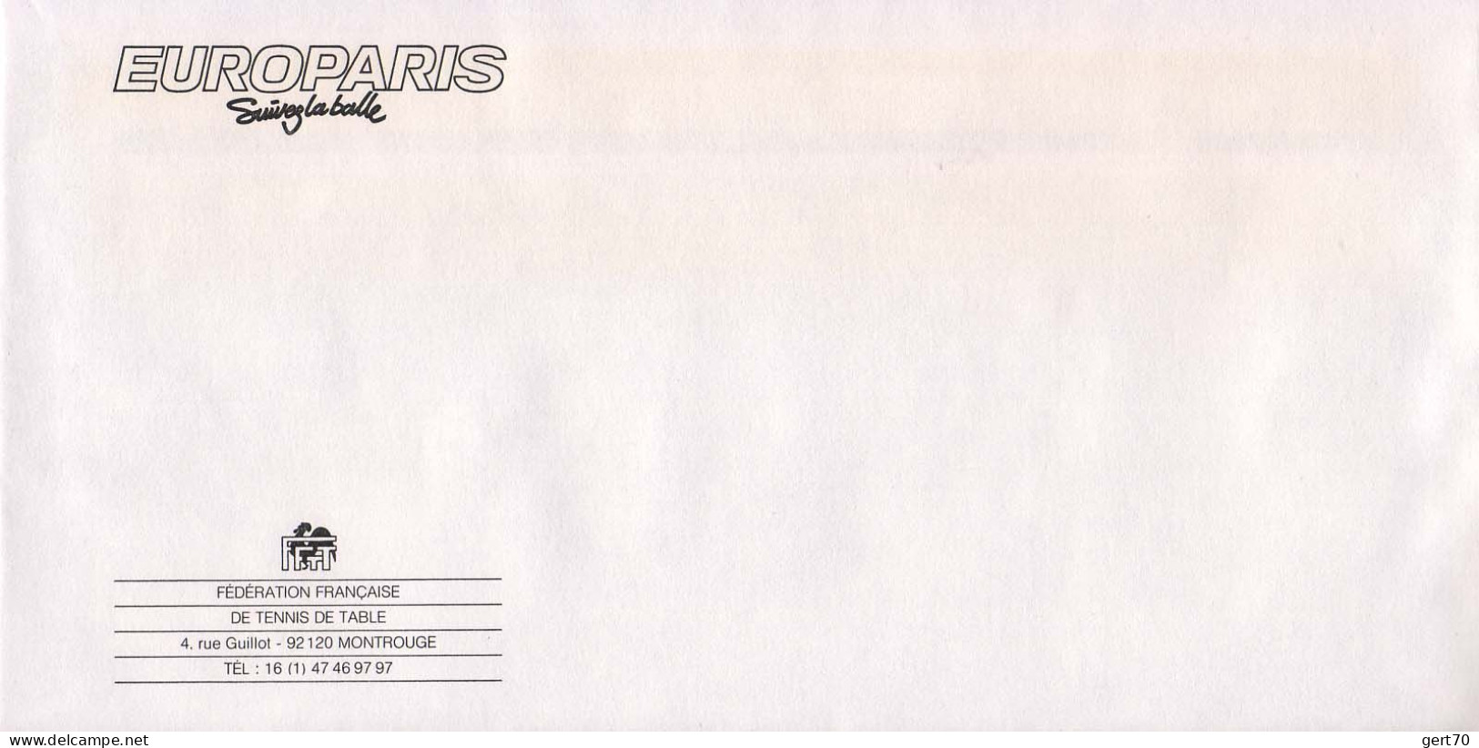 France 1988, Mint Cover / Enveloppe Vierge / European TT Championships / Europaris - Tennis Tavolo