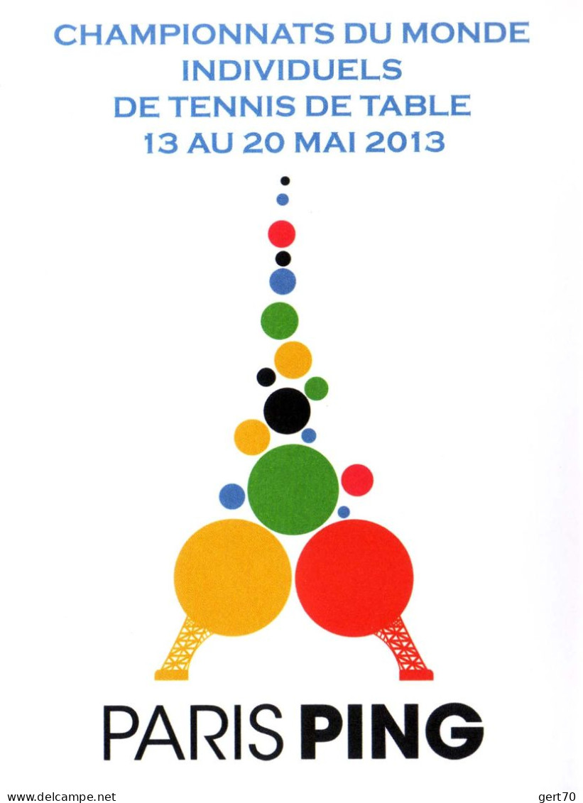 France 2013, Mint Postcard / Carte Postale Vierge / World Individual TT Championships, Paris - Tennis De Table