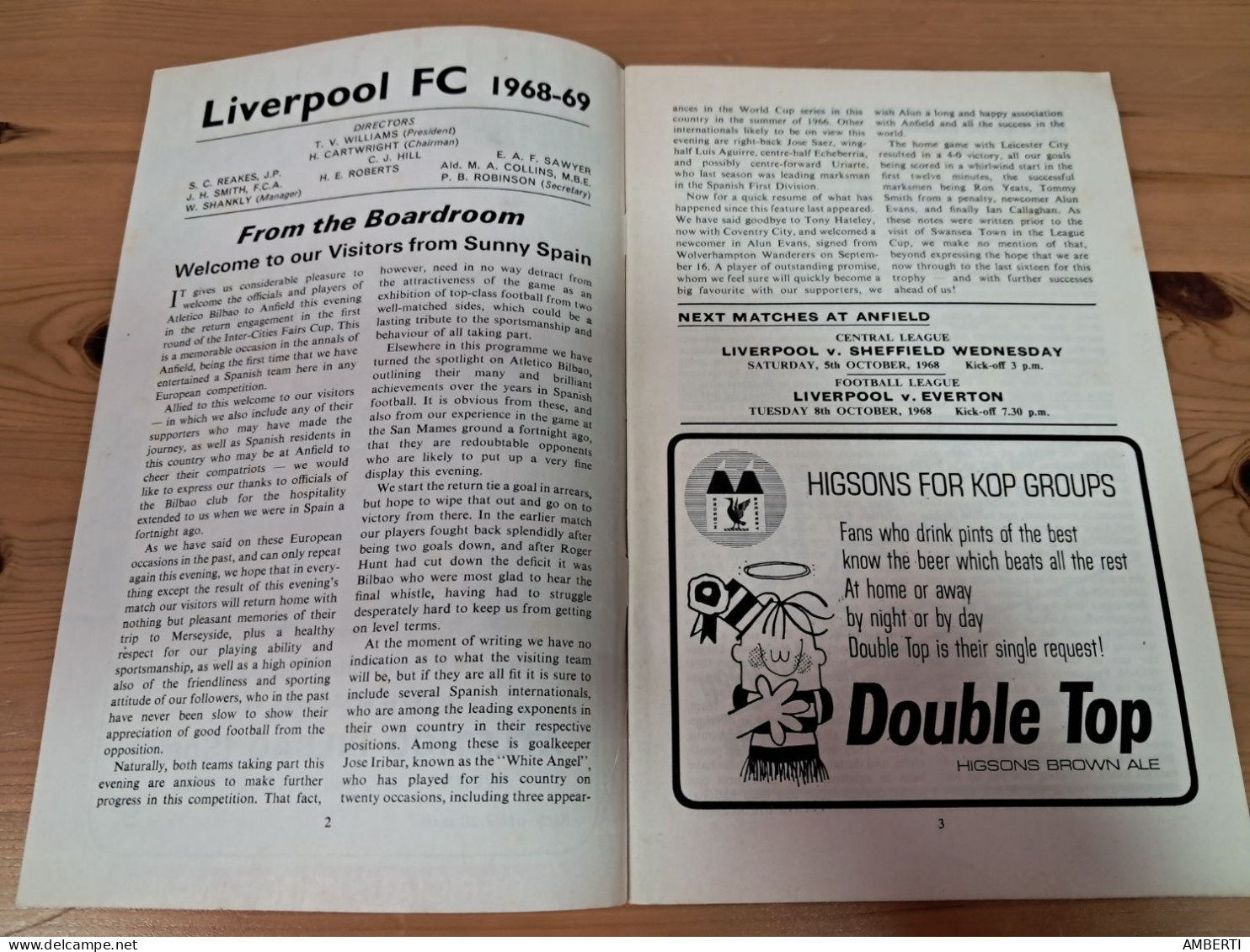 Liverpool  Ath Bilbao  (programa Copa Ferias 68/69) - Libros