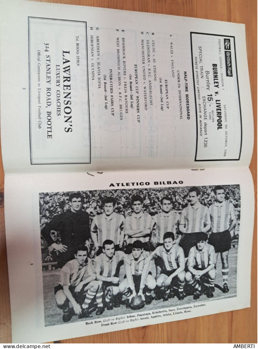 Liverpool  Ath Bilbao  (programa Copa Ferias 68/69) - Libros