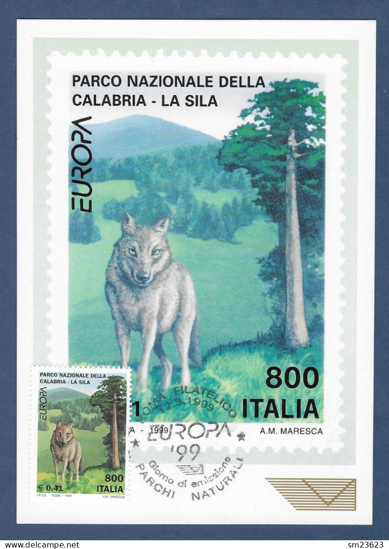 Italien / Italia 1999  Mi.Nr. 2620 , EUROPA CEPT  Natur- Und Nationalparks - Maximum Card - Roma Filatelico 12.03.1999 - 1999