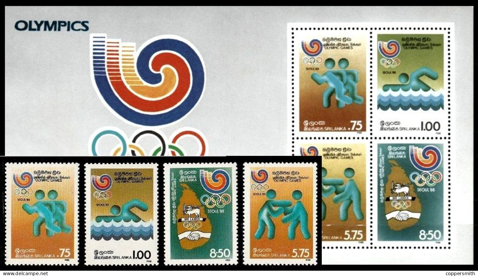 (0271-272) Sri Lanka  1988 / Sport / Seoul Olympics Sheet / Bf / Bloc   ** / Mnh Michel 834-837 + BL 37 - Sri Lanka (Ceylan) (1948-...)