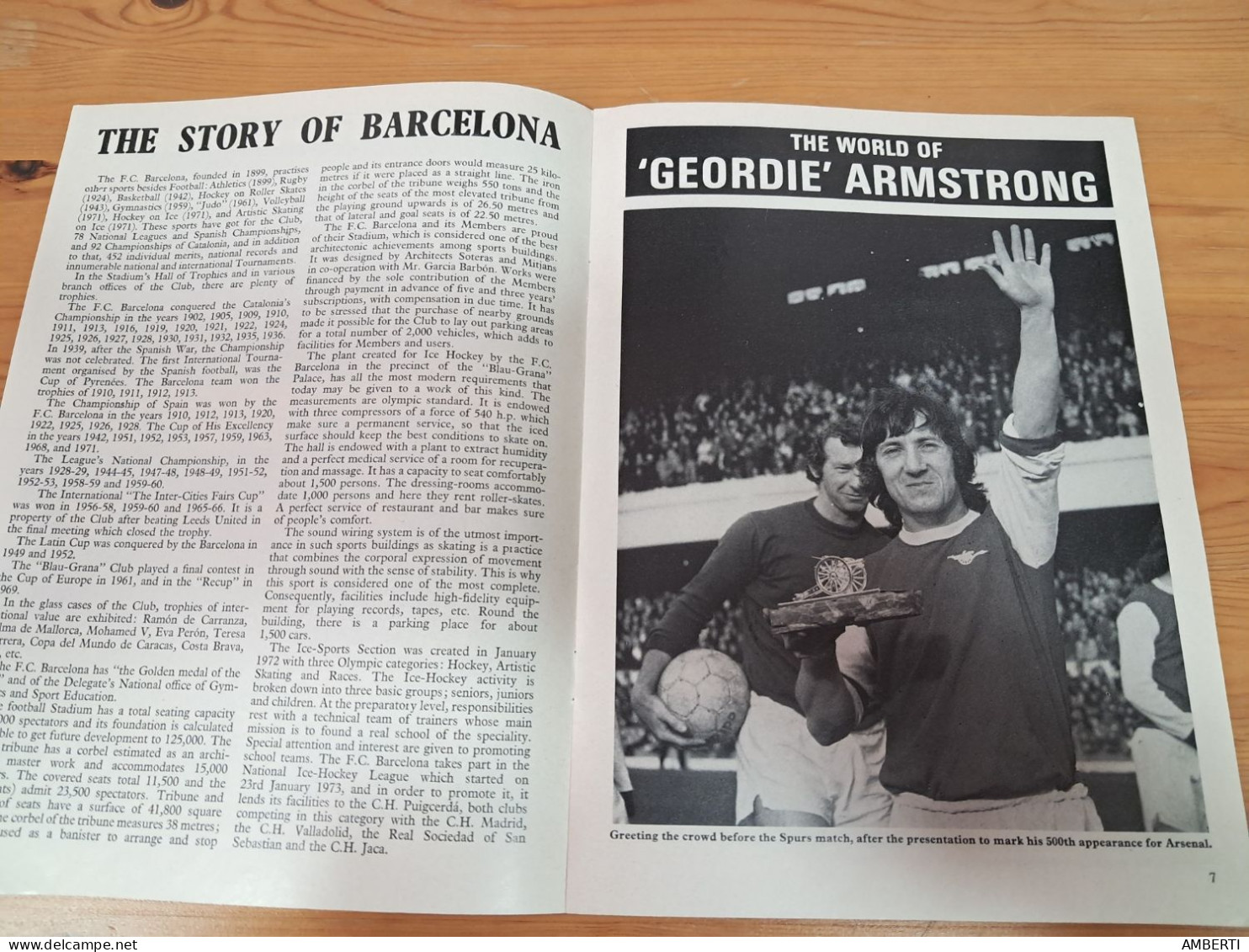 Programa Partido Arsenal-FC Barcelona 1974 - Libros