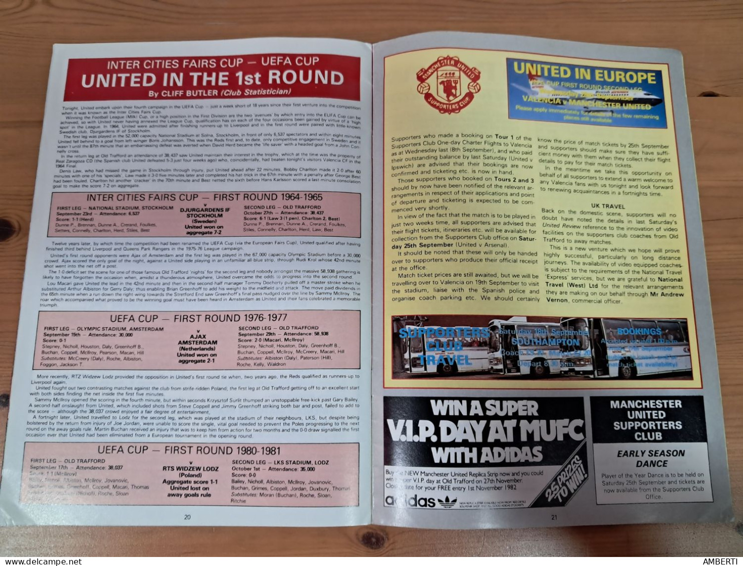 Manchester utd vs Valencia CF Programa UEFA 82/83