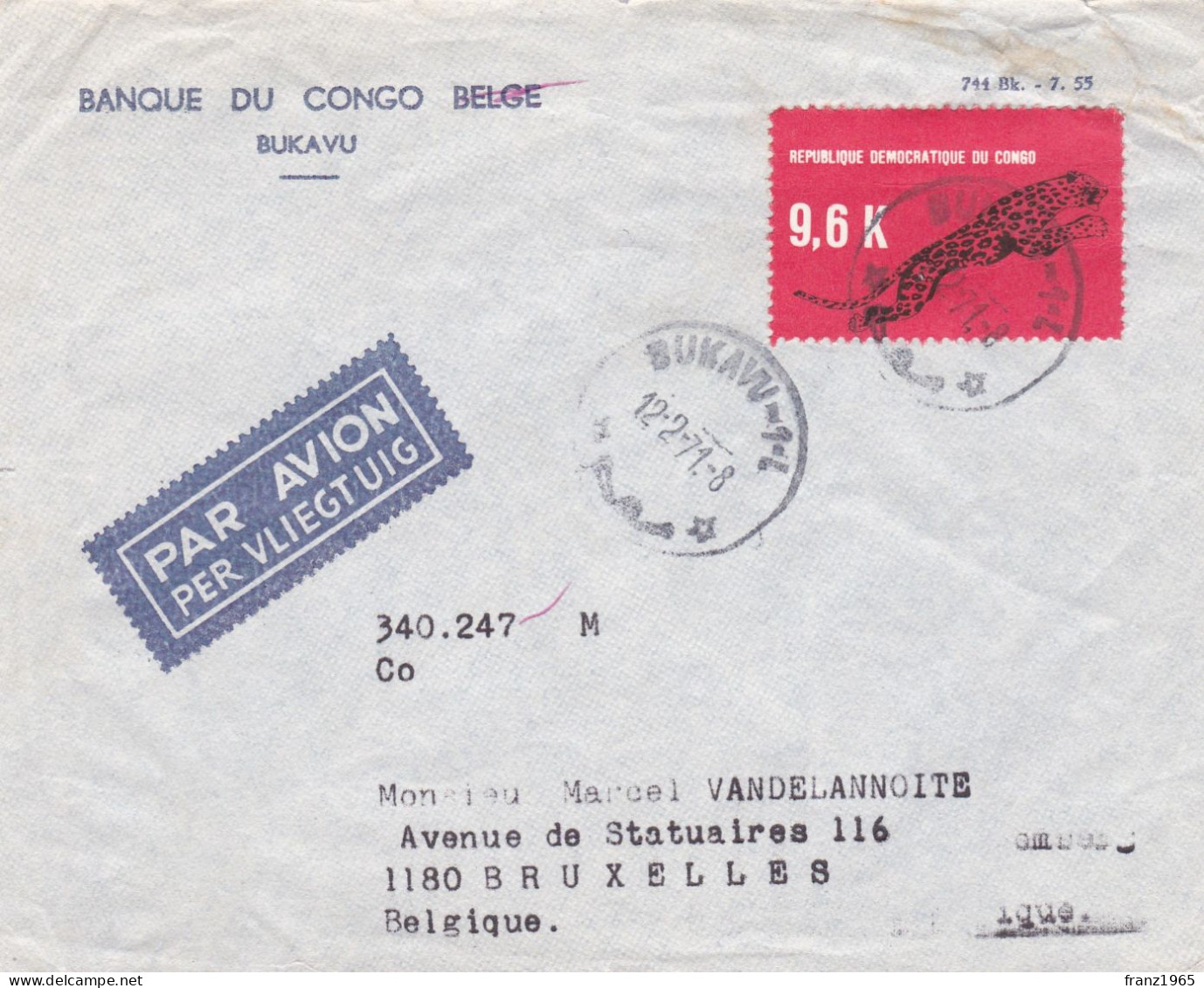 From Congo To Belgium, 1971 - Storia Postale