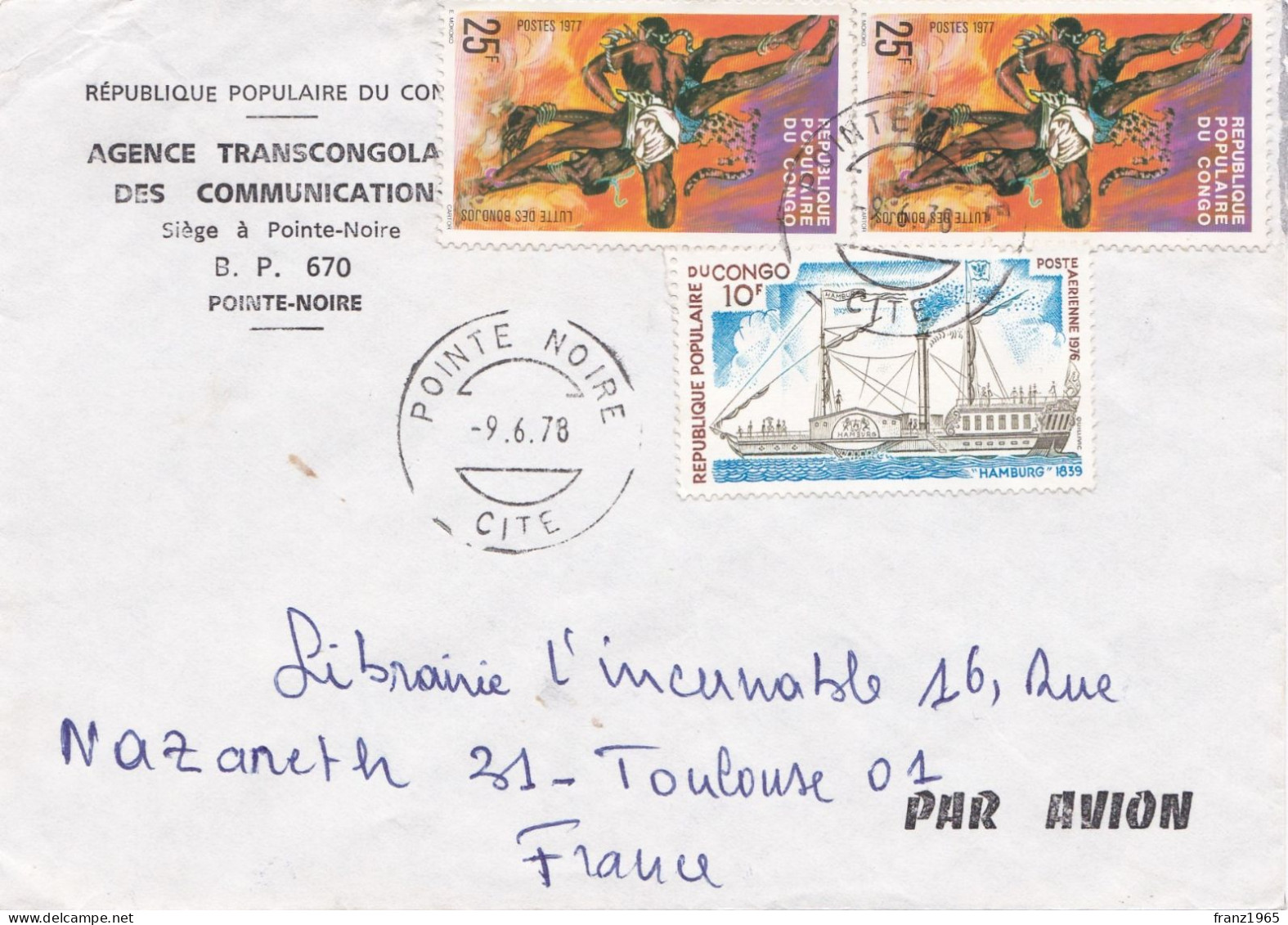 From Congo To France, 1978 (Pointe Noire) - Gebraucht