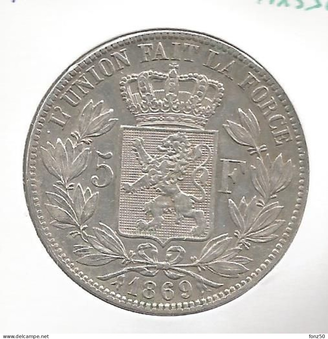 LEOPOLD II * 5 Frank1869 * Z.Fraai / Prachtig * Nr 12550 - 5 Frank