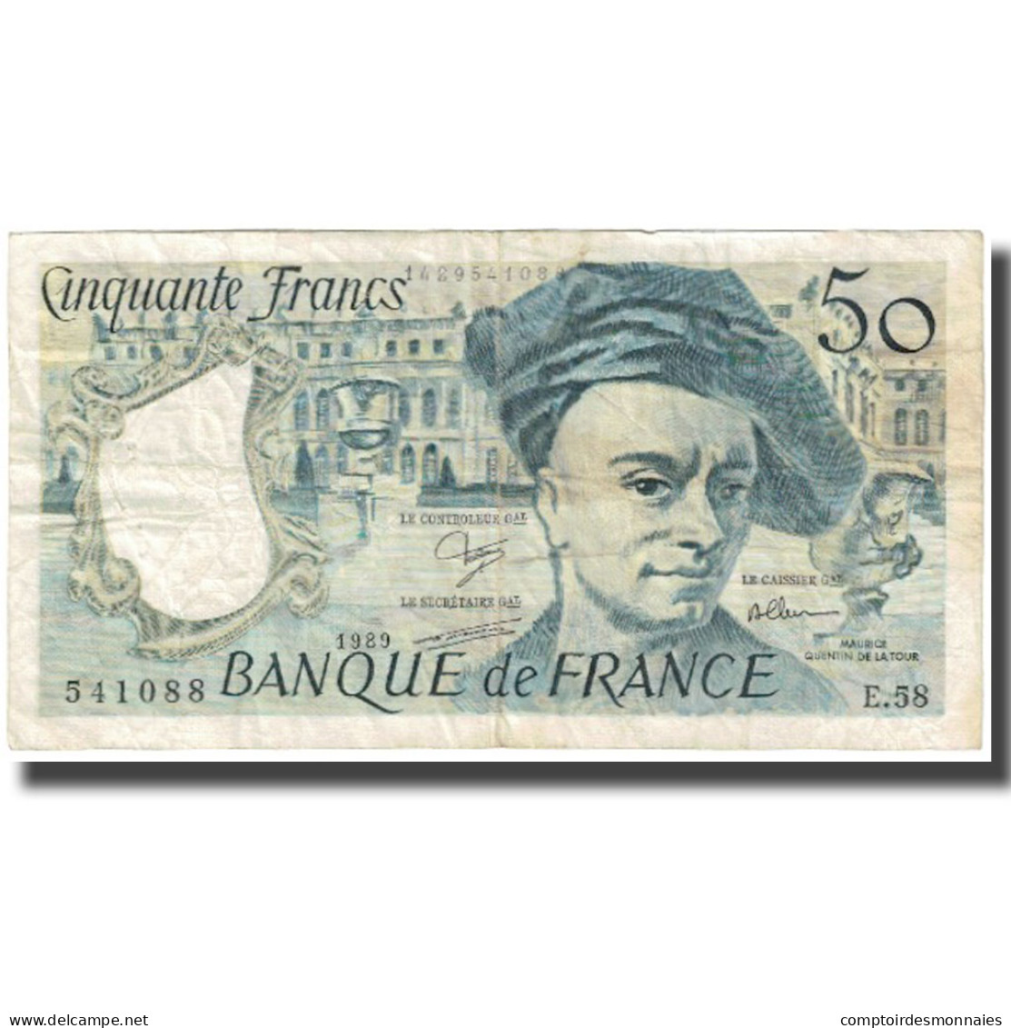 France, 50 Francs, Quentin De La Tour, 1989, TTB, Fayette:67.15, KM:152d - 50 F 1976-1992 ''Quentin De La Tour''