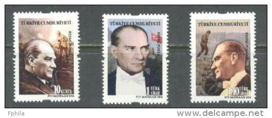 2014 TURKEY OFFICIAL POSTAGE STAMPS ON THE THEME OF ATATURK MNH ** - Official Stamps