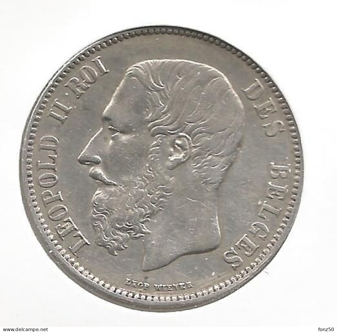 LEOPOLD II * 5 Frank1869 * Prachtig * Nr 12553 - 5 Frank