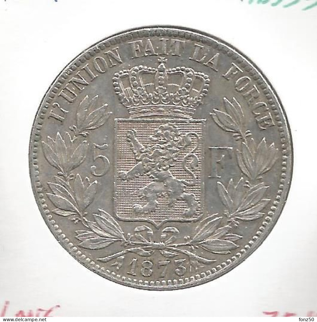 LEOPOLD II * 5 Frank 1873  "PROTEGE" Lang * Z.Fraai / Prachtig * Nr 12559 - 5 Francs