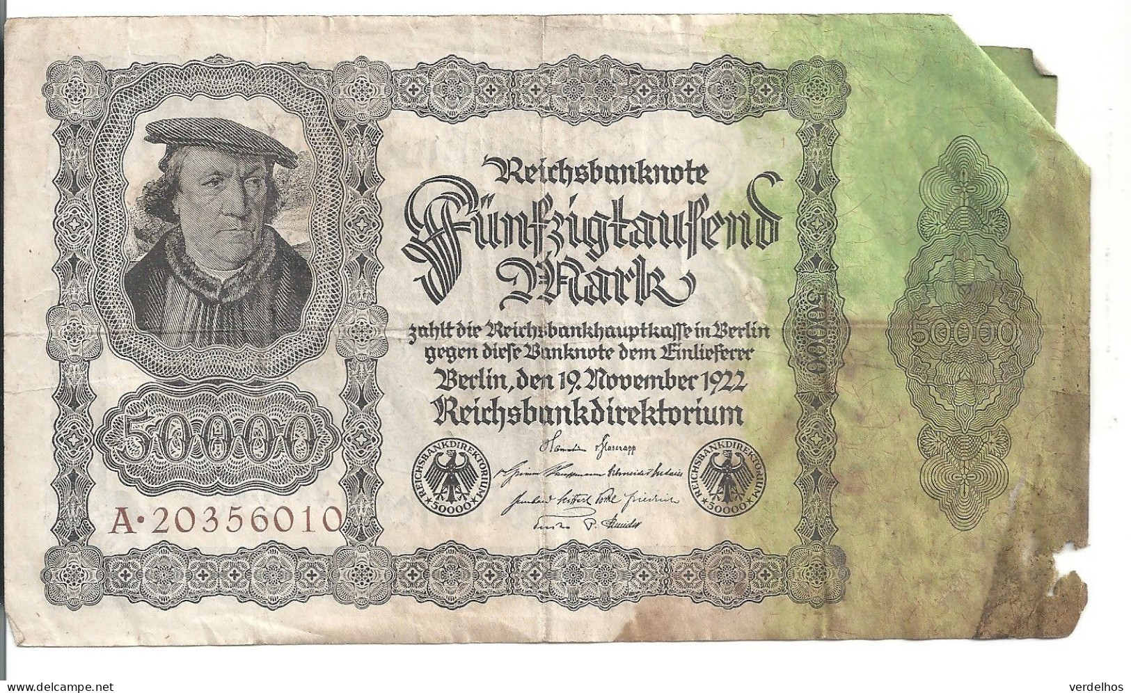 ALLEMAGNE 50000 MARK 1922 VG+ P 79 - 50.000 Mark