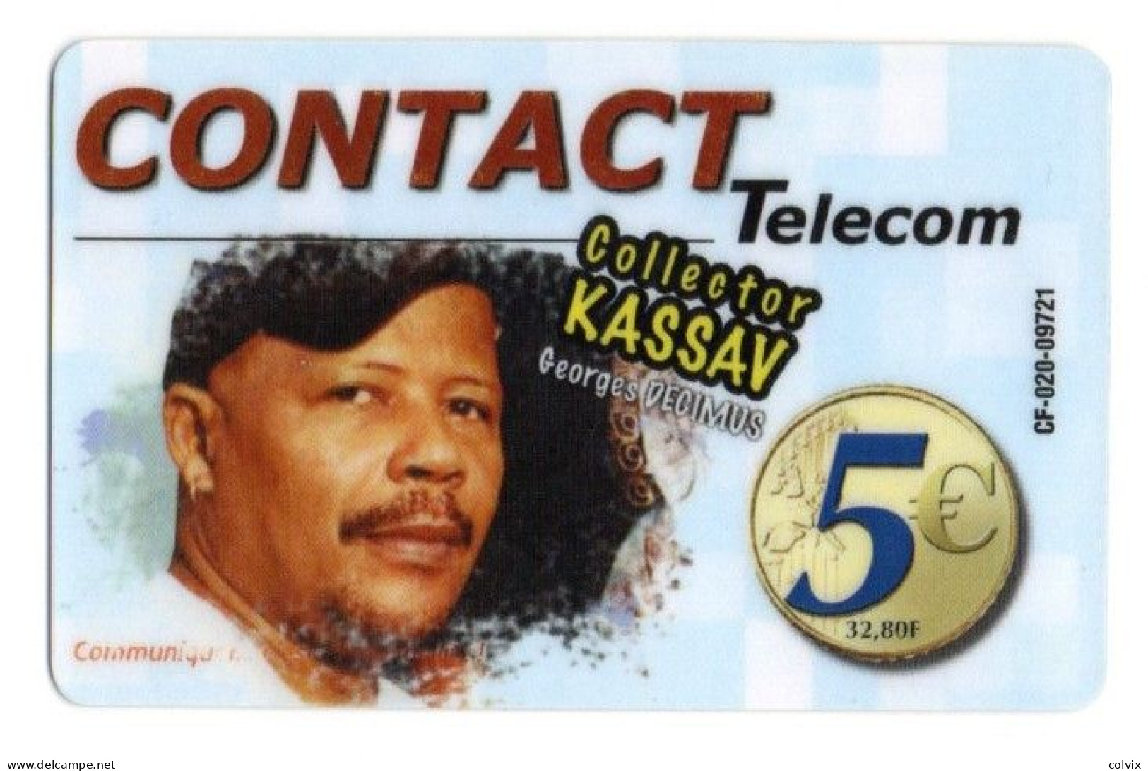 ANTILLES GUADELOUPE MARTINIQUE  CARTE TELEPHONIQUE CONTACT TELECOM 5€ KASSAV GEORGES DECIMUS - Antillas (Francesas)