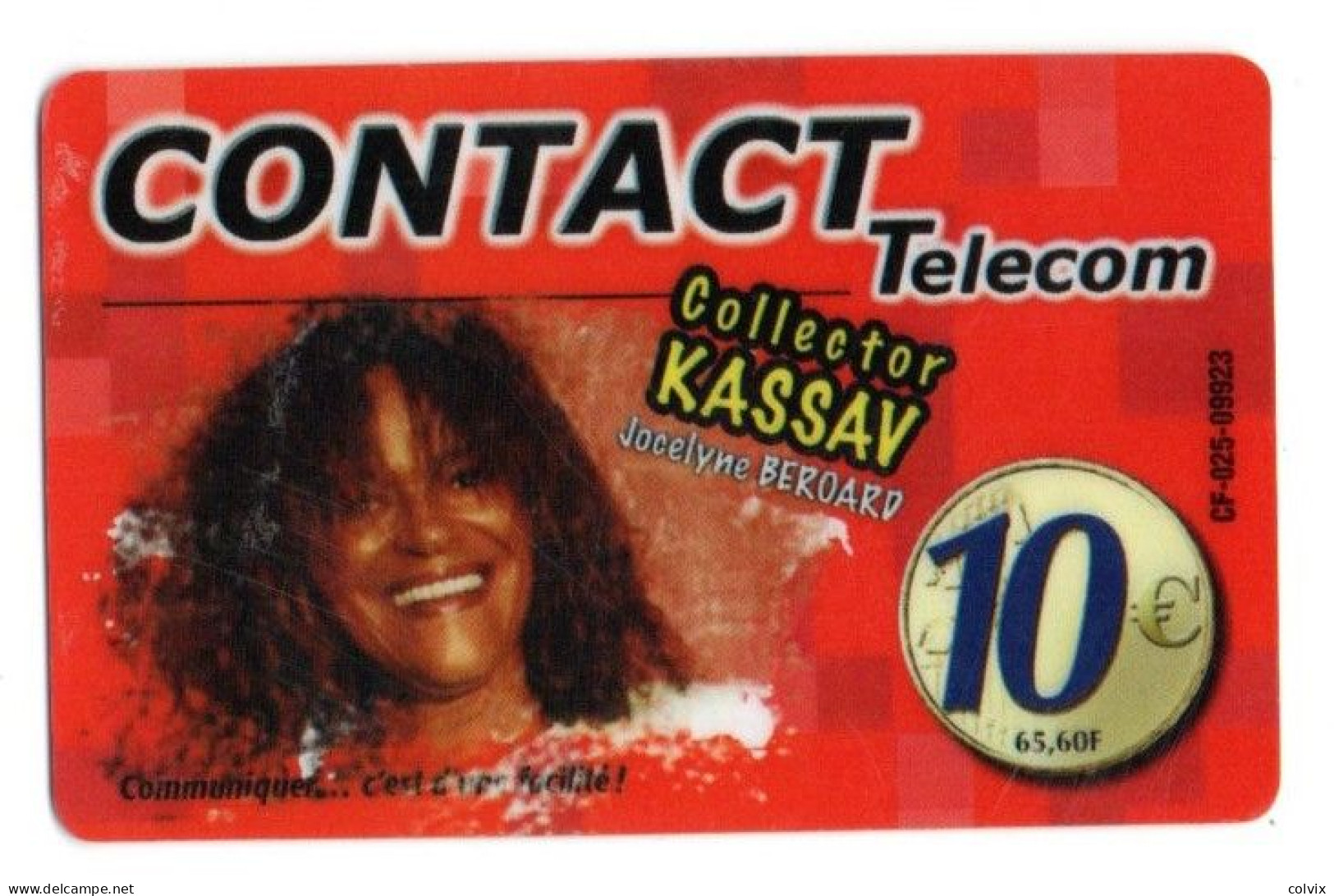 ANTILLES GUADELOUPE MARTINIQUE  CARTE TELEPHONIQUE CONTACT TELECOM 10 € KASSAV JOCELYNE BEROARD - Antilles (French)