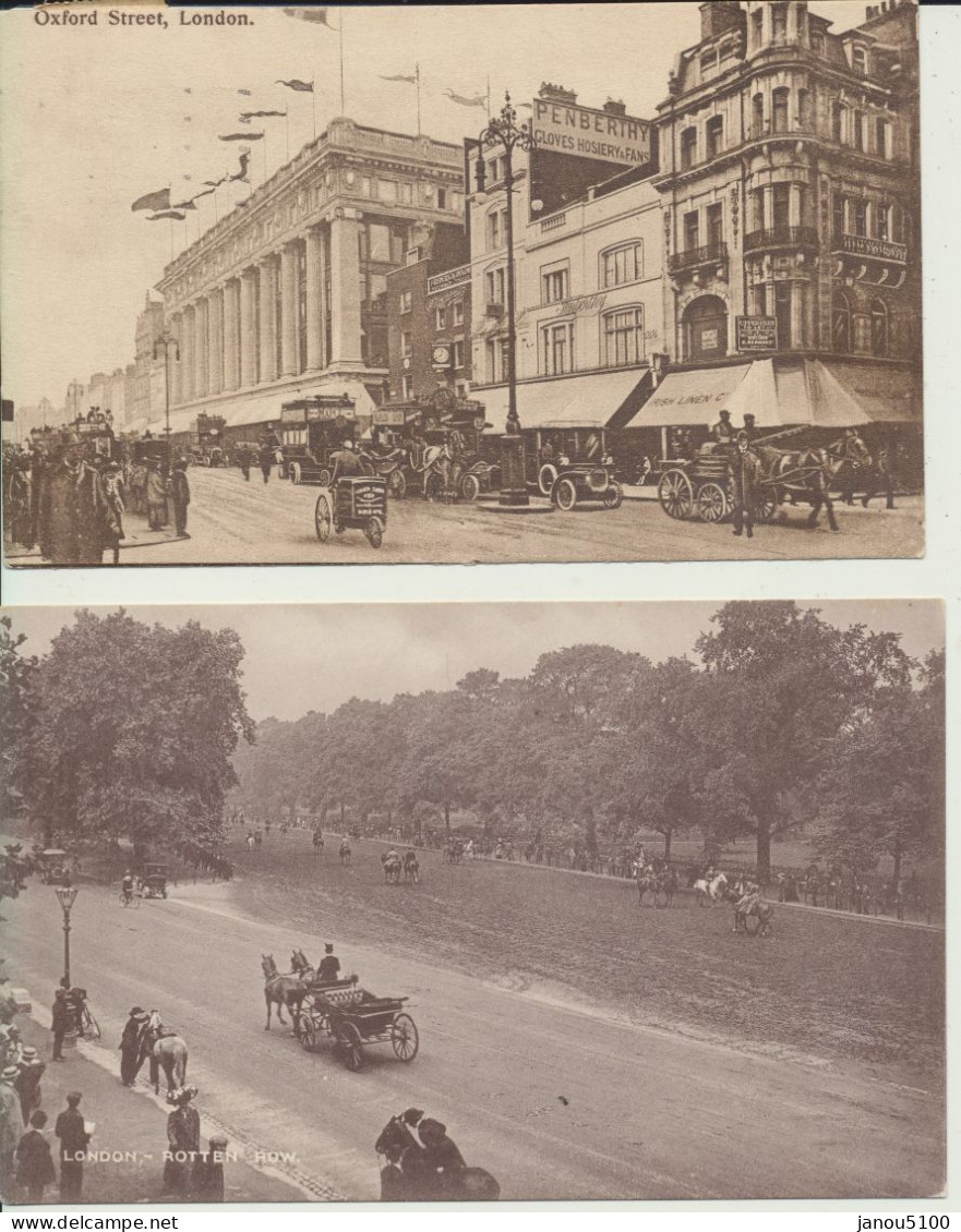 CARTES POSTALES  EUROPE  ANGLETERRE  LONDRES  (HYDE PARK &  OXFORD  STREET )     1921.    2PIECES. - Hyde Park