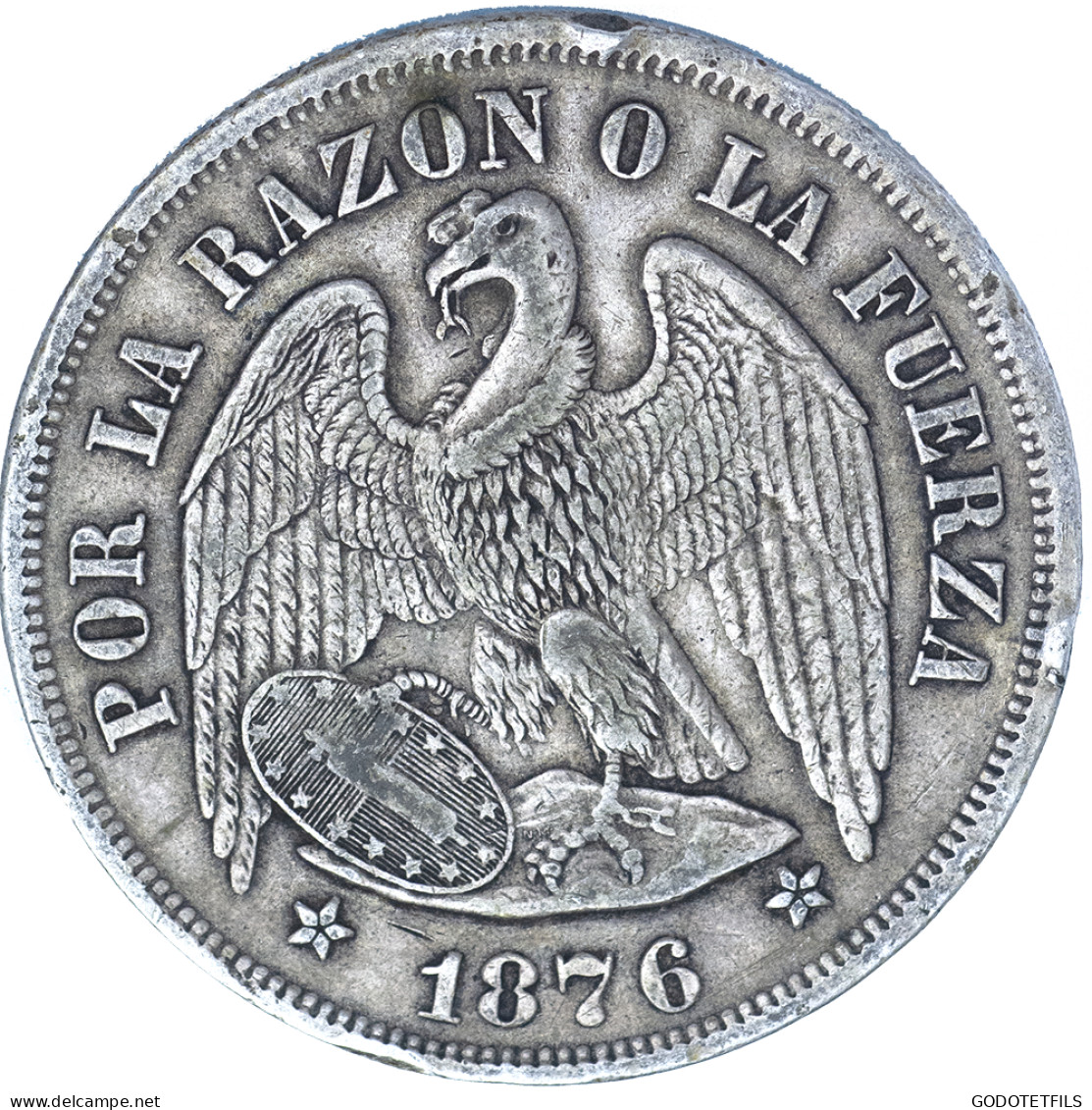 Chili-République- 1 Peso 1876 Santiago - Chile