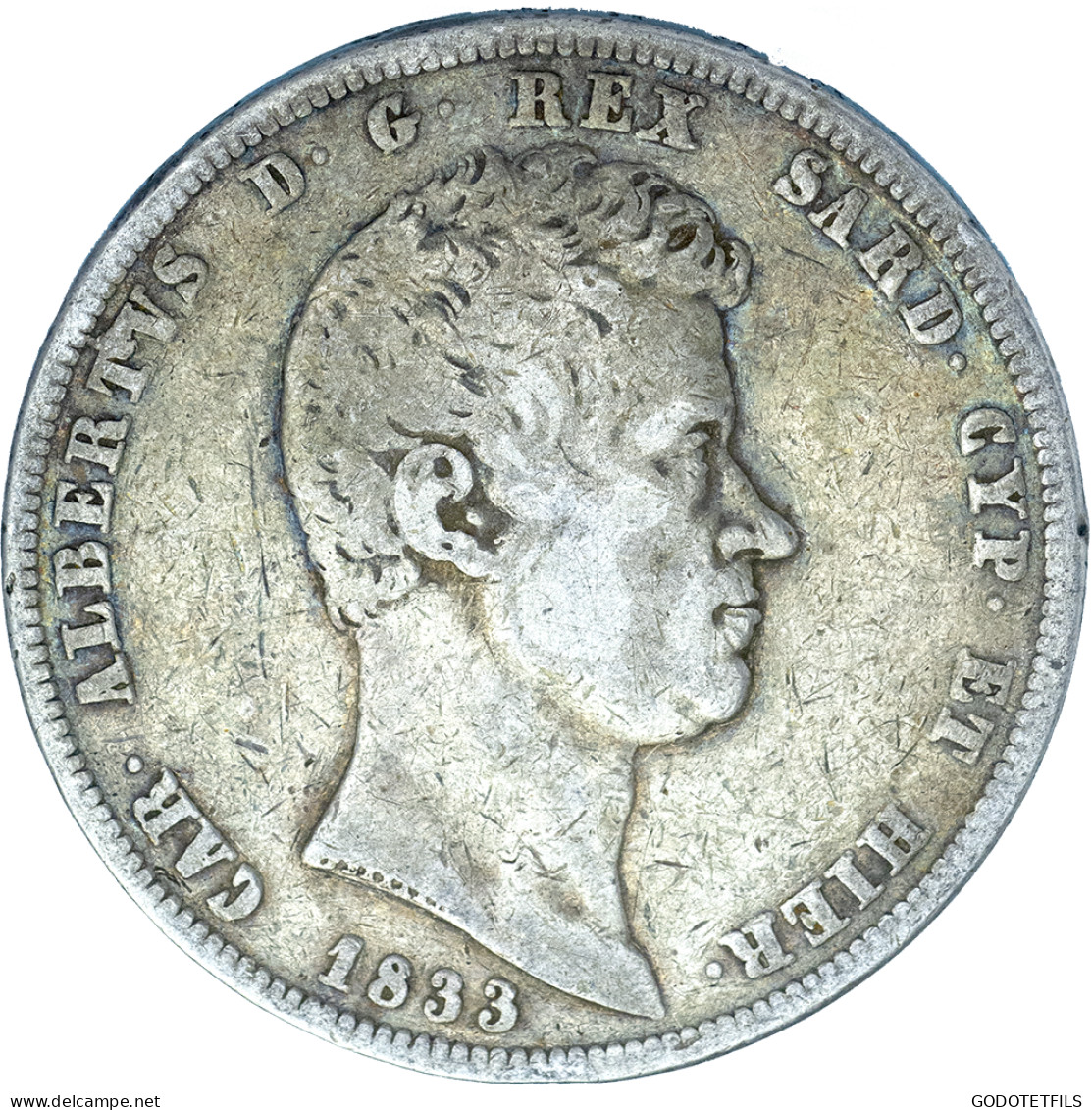 Italie-Royaume De Sardaigne-5 Lire Charles-Albert Ier 1833 Gênes - Piémont-Sardaigne-Savoie Italienne