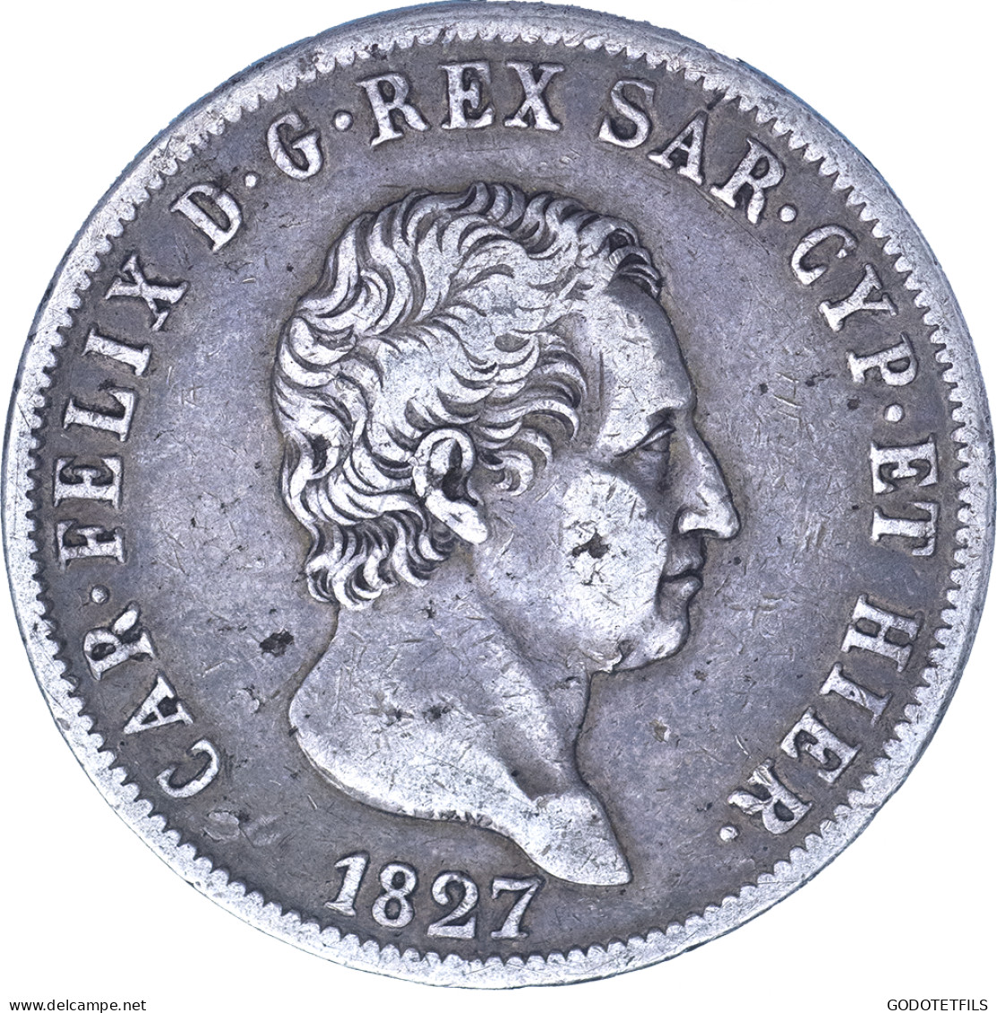 Italie-Royaume De Sardaigne-5 Lire Charles-Félix 1827 Gênes - Other & Unclassified