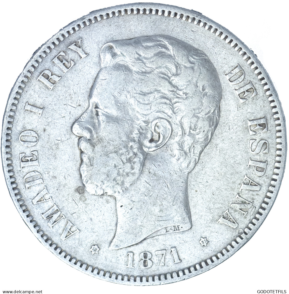 Espagne-Amédée Ier 5 Pesetas 1871 Madrid - Autres & Non Classés