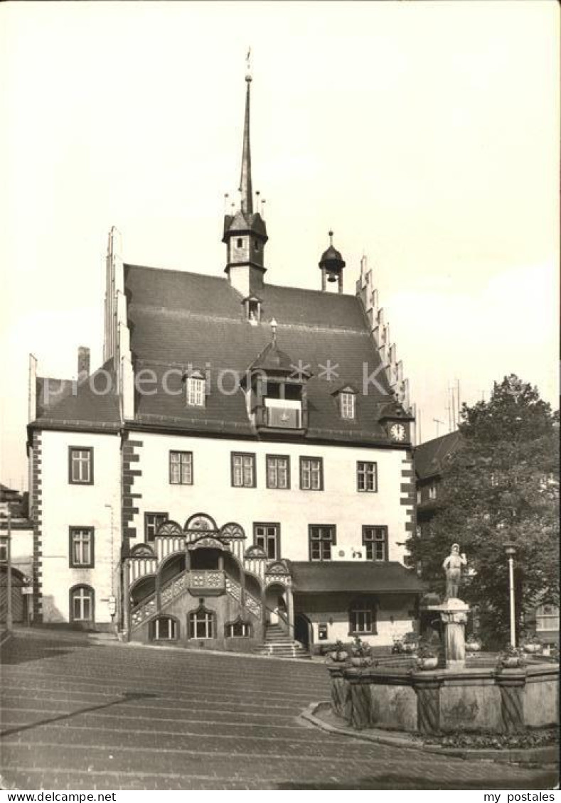 72048817 Poessneck Marktplatz Rathaus Freitreppe Brunnen Poessneck - Poessneck