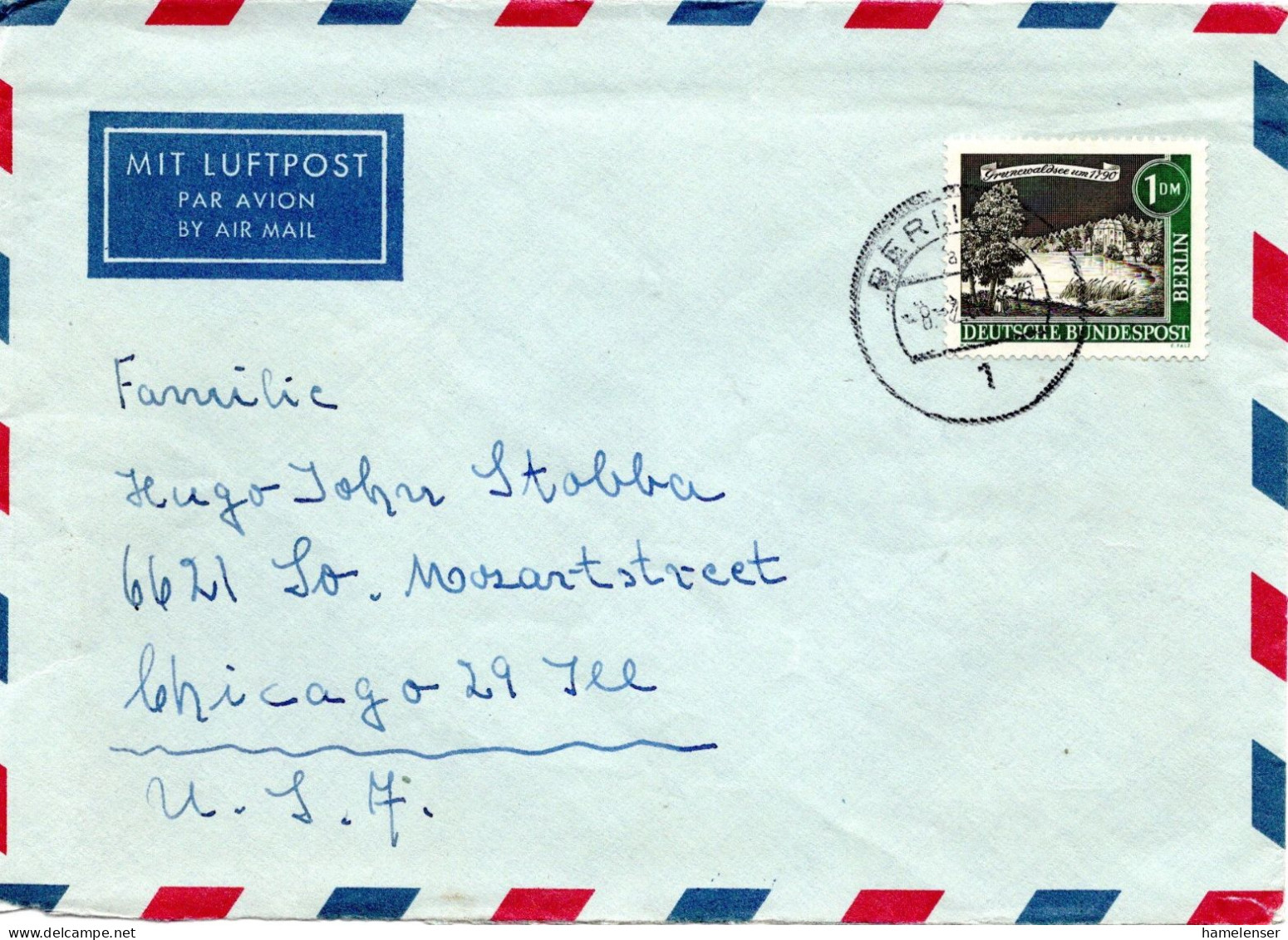 74553 - Berlin - 1965 - 1DM Alt-Berlin EF A LpBf BERLIN -> Chicago, IL (USA) - Briefe U. Dokumente