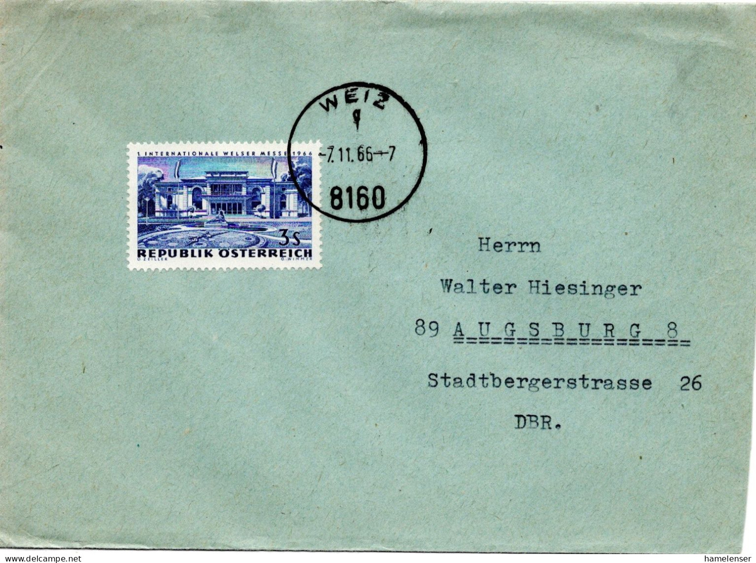 74570 - Österreich - 1966 - S3 Welser Messe EF A Bf WEIZ -> Westdeutschland - Lettres & Documents