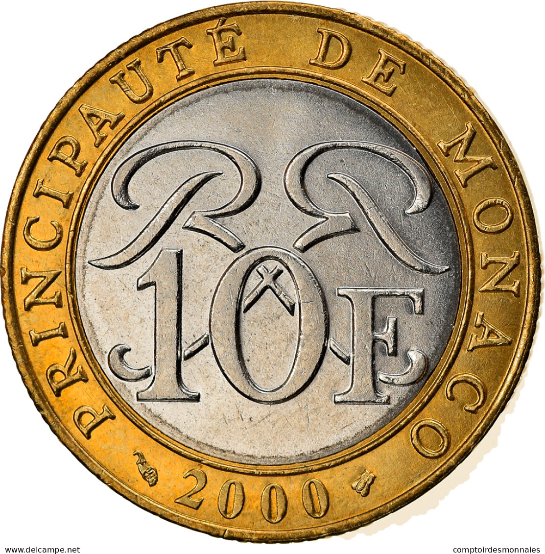 Monnaie, Monaco, Rainier III, 10 Francs, 2000, SUP, Bi-Metallic, Gadoury:MC160 - 1960-2001 Francos Nuevos