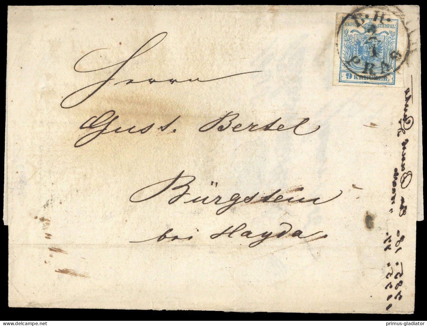 1854, Österreich, 5 Y III, Brief - Mechanische Stempel