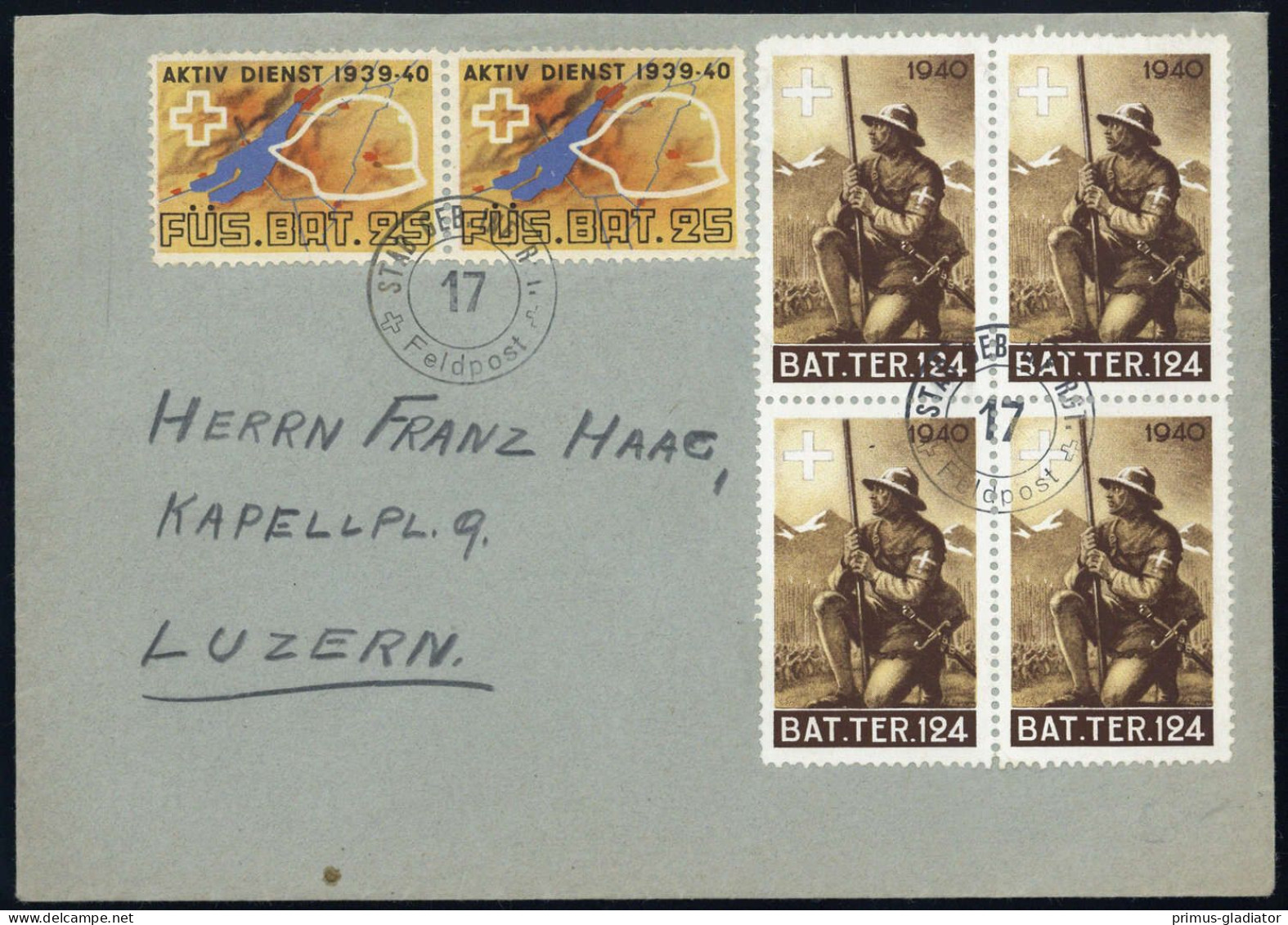 1939, Schweiz Soldatenmarken, Brief - Vignettes