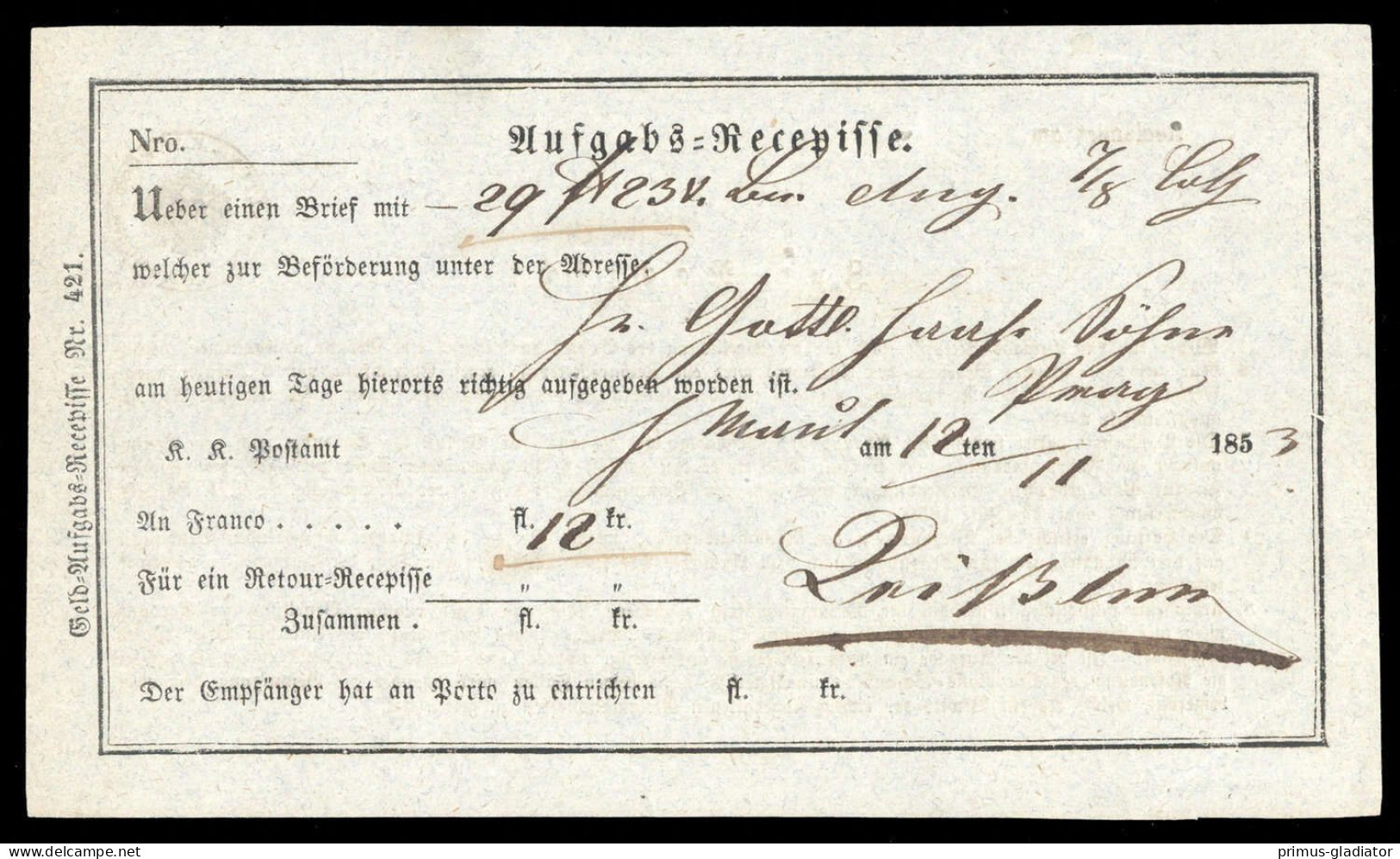 1853, Österreich - Mechanische Stempel