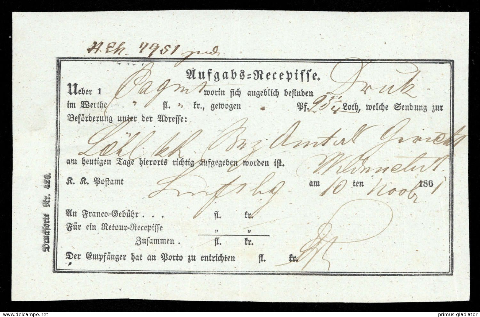 1861, Österreich - Mechanische Stempel