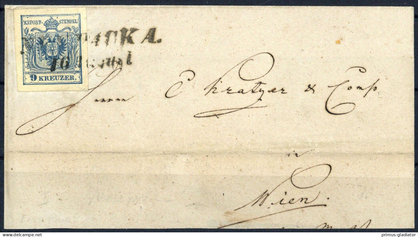 1850, Österreich, 5, Briefst. - Mechanische Stempel