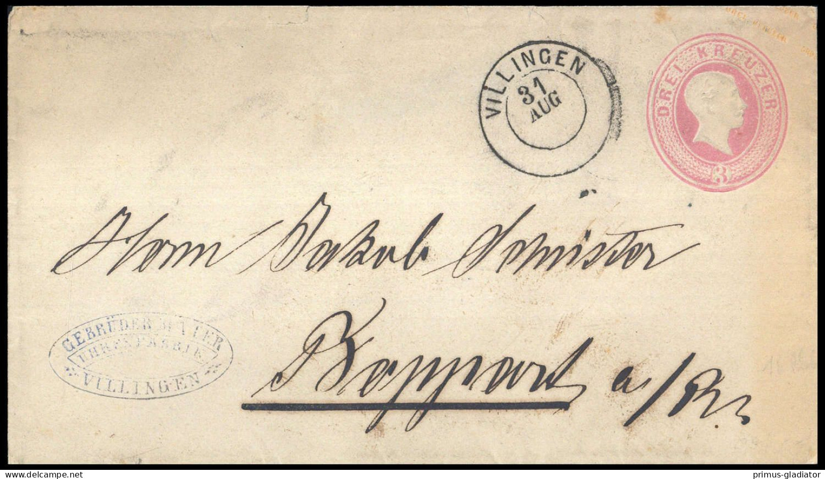 1866, Altdeutschland Baden, U 12, Brief - Enteros Postales