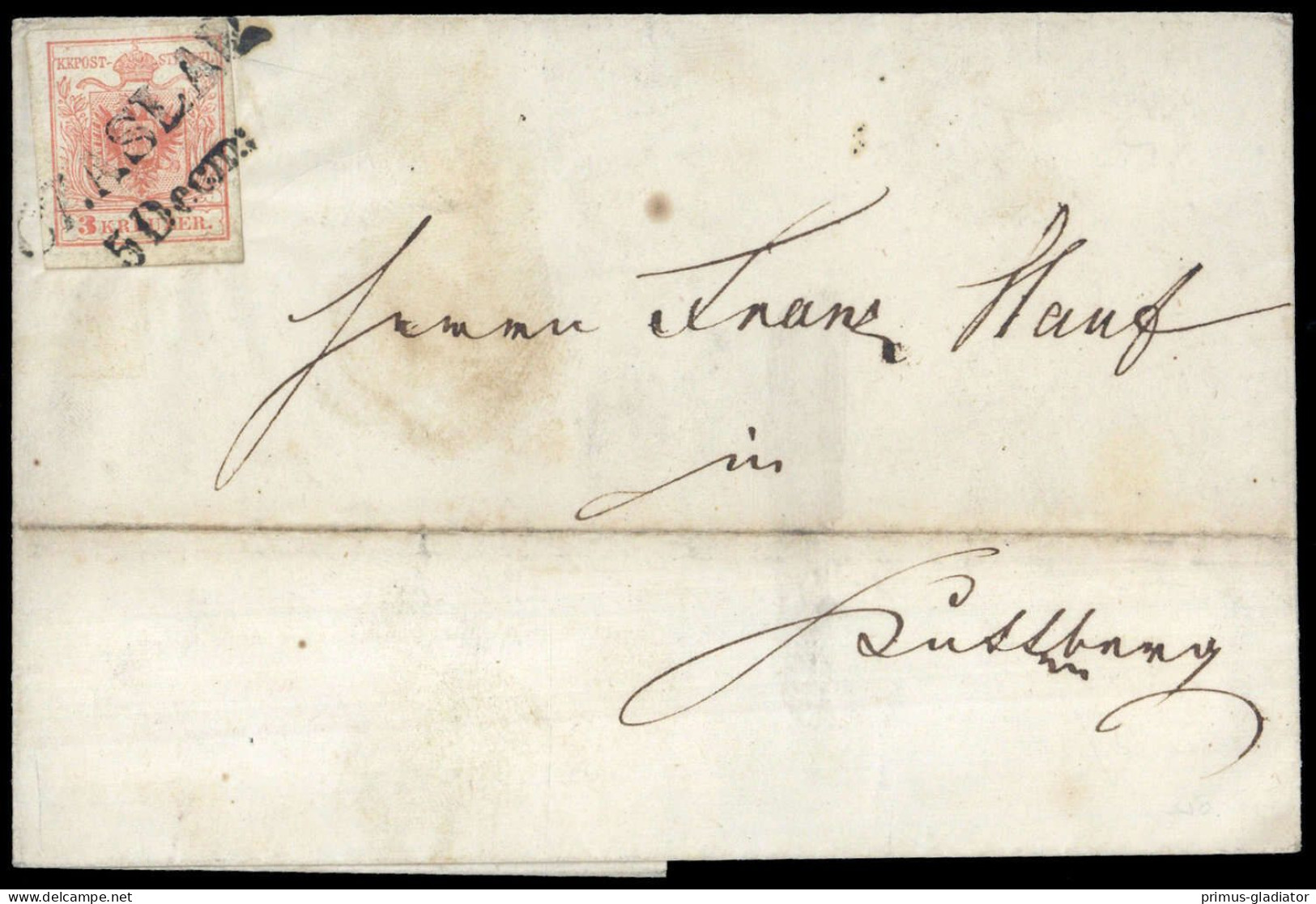 1850, Österreich, 3 X III, Brief - Machine Postmarks