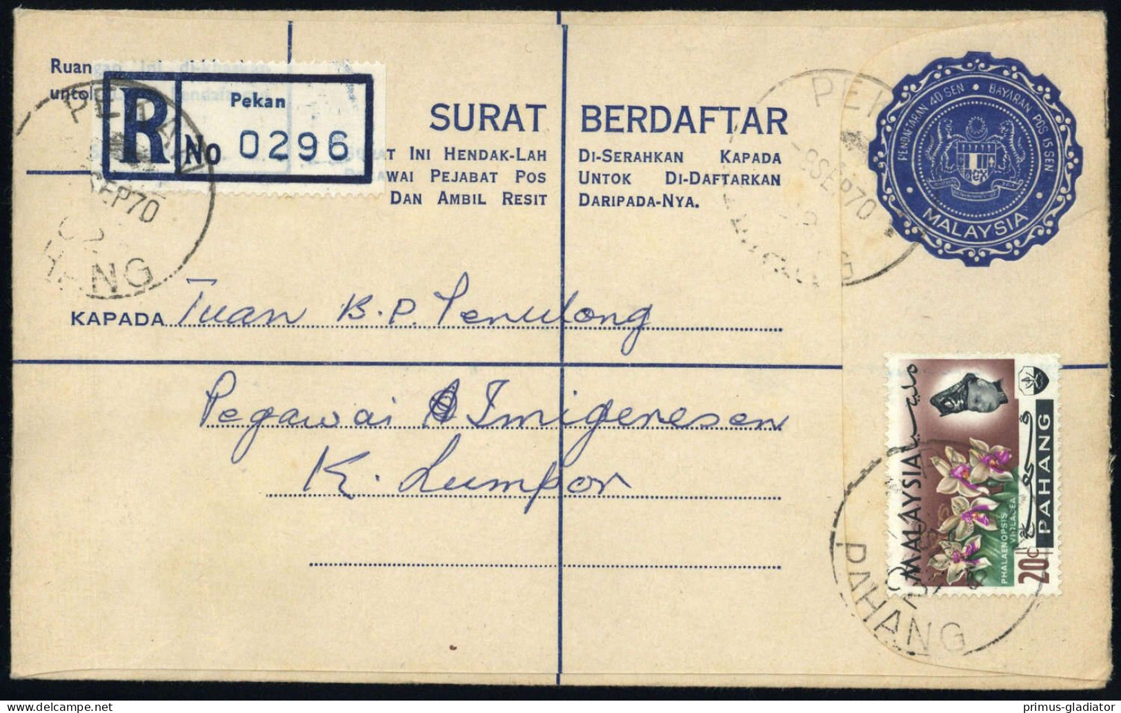 1965, Malaiische Staaten Pahang, 82 U.a., Brief - Altri - Asia