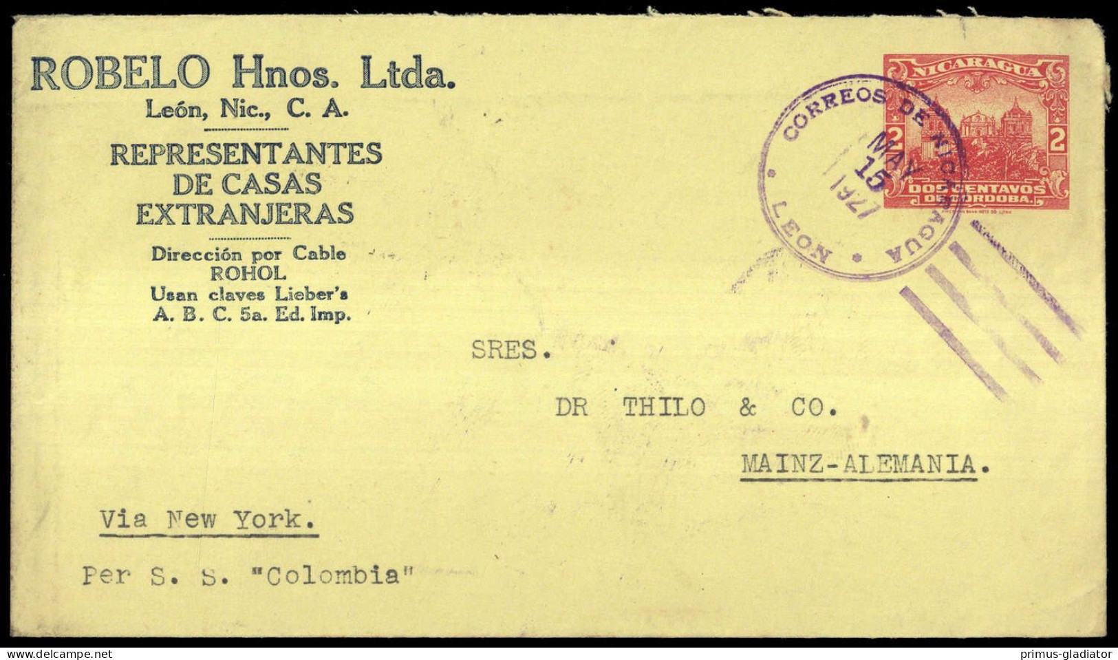 1921, Nicaragua, U 82 U.a., Brief - Nicaragua