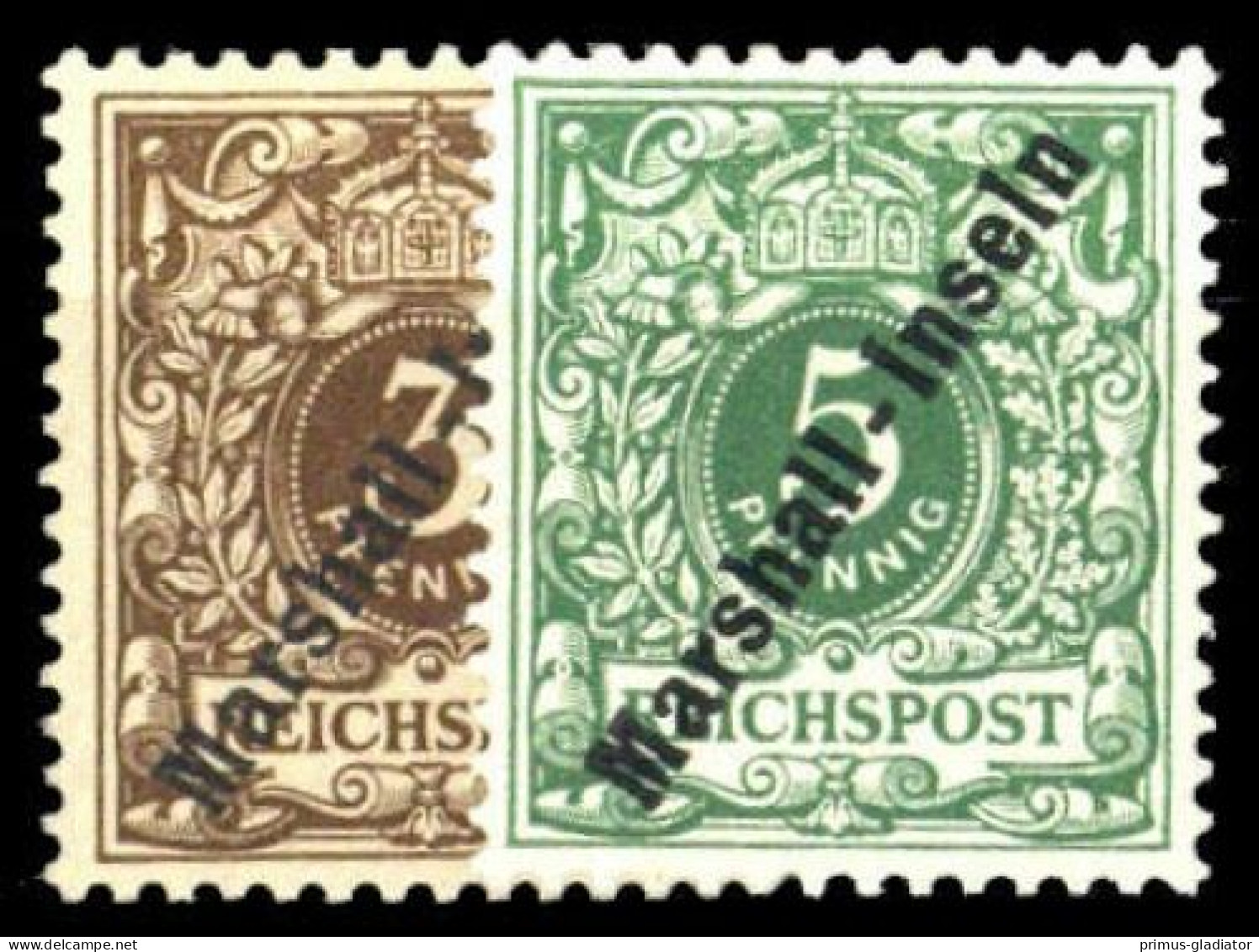 1899, Deutsche Kolonien Marshall Inseln, 7+8, * - Isole Marshall