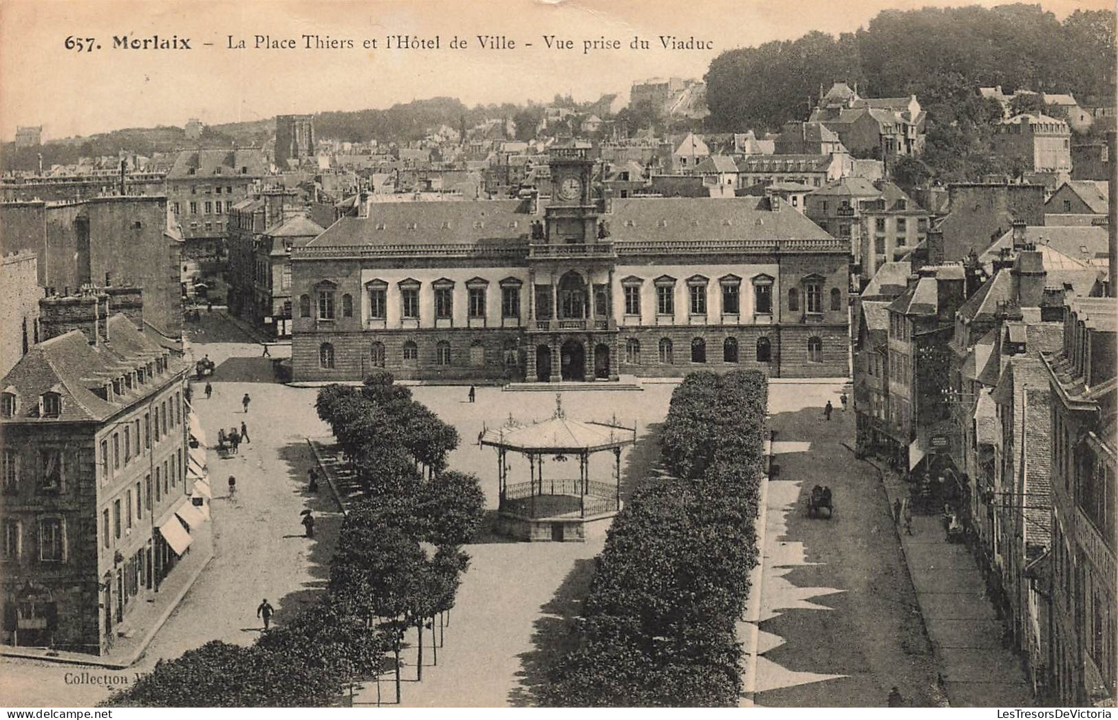 FRANCE - Morlaix - La Place Thiers Et L'Hôtel De Ville - Vue Prise Du Viaduc - Carte Postale Ancienne - Morlaix