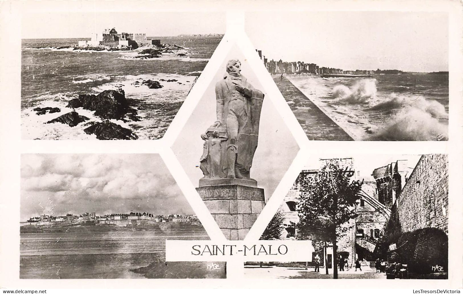 FRANCE - Saint Malo - Souvenir - Multi Vues - Statue - Digue - Place - Carte Postale - Saint Malo