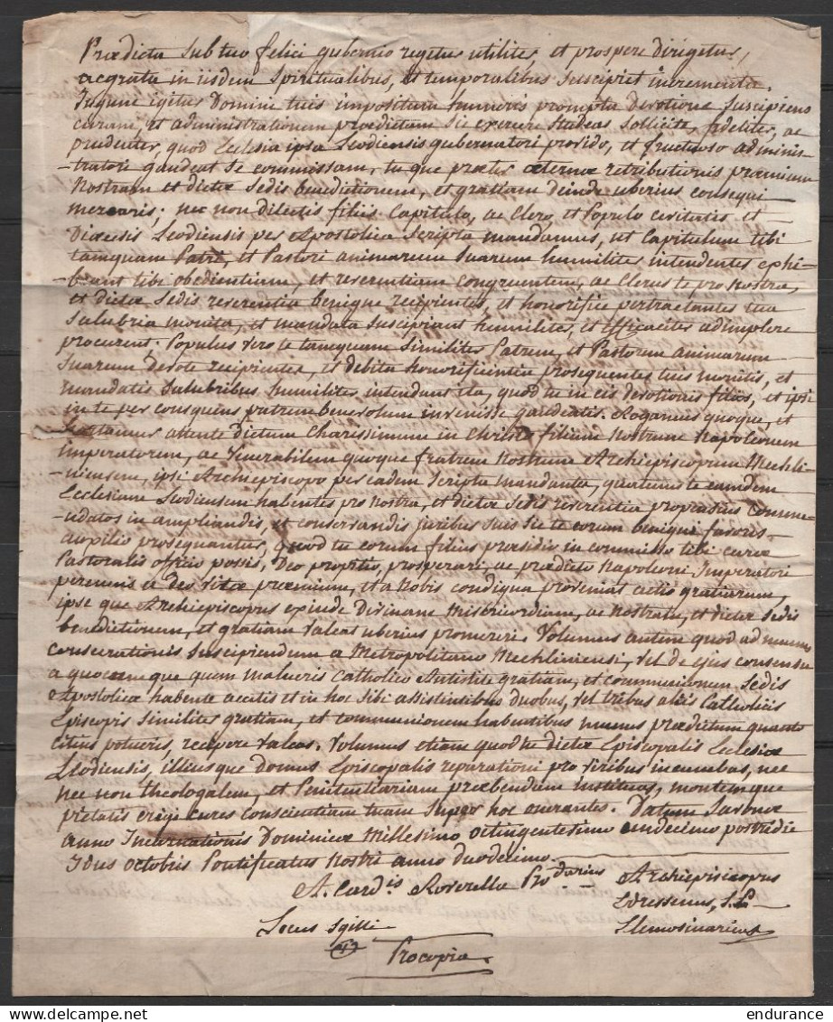 L. Datée 18 Août 1814 Signée De L'Evêque De Liège à PARIS Pour Chanoine De La Cathédrale De Liège - Griffe "PORT PAYE" + - 1794-1814 (French Period)