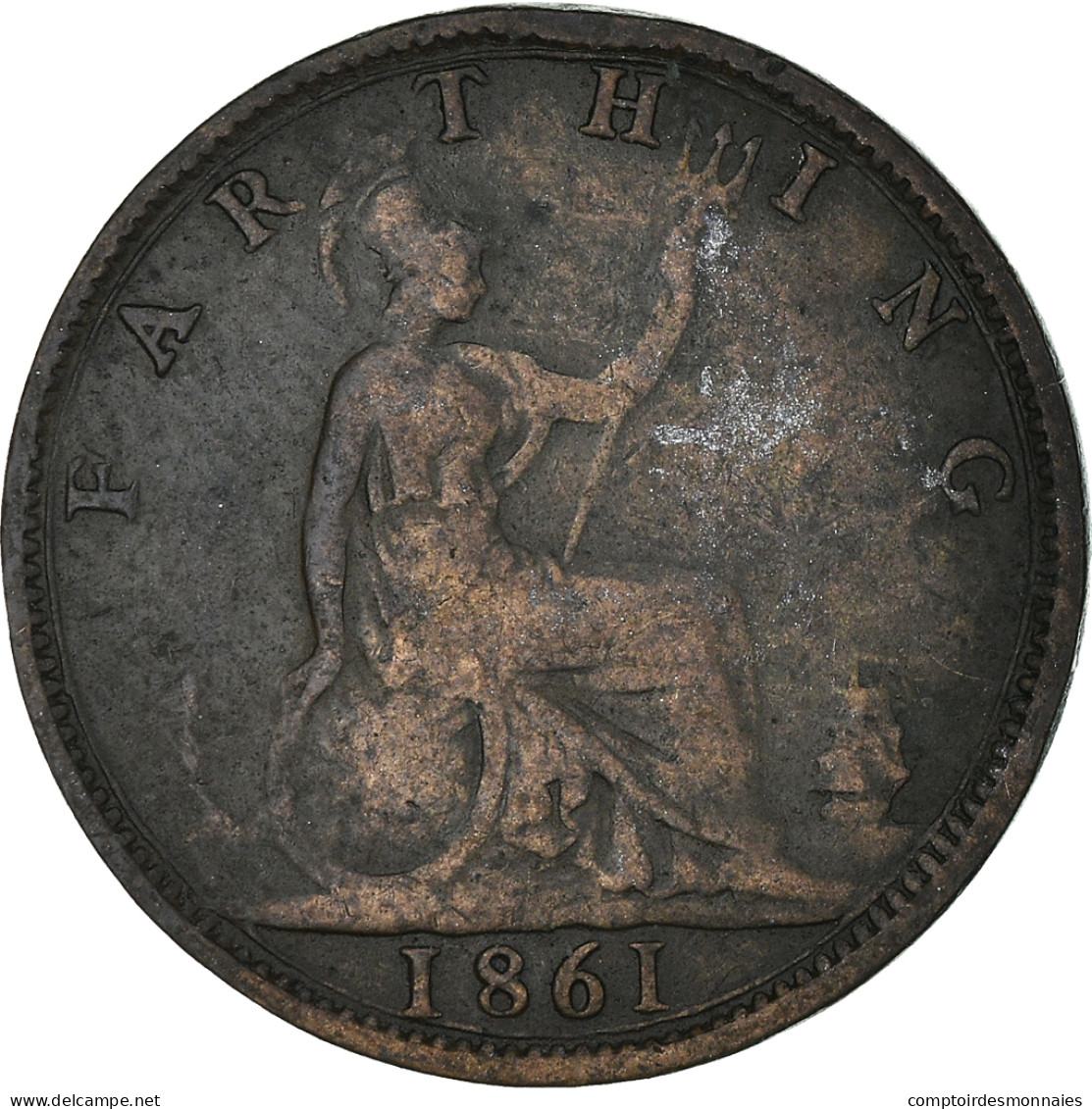 Monnaie, Grande-Bretagne, Victoria, Farthing, 1861, TB+, Bronze, KM:747.2 - B. 1 Farthing
