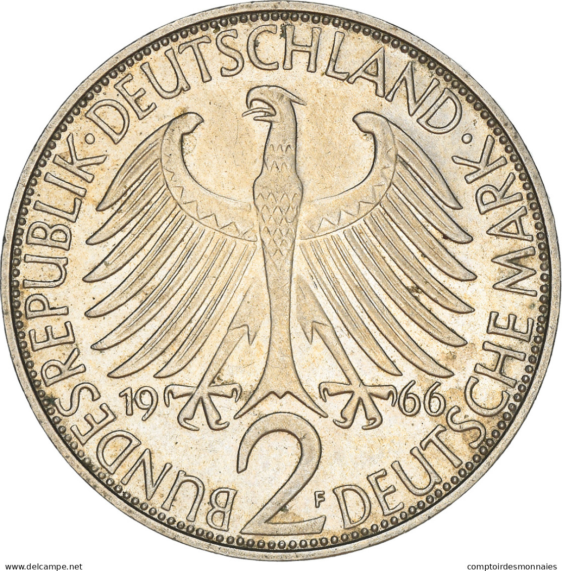 Monnaie, République Fédérale Allemande, 2 Mark, 1966, Stuttgart, TTB - 2 Marcos