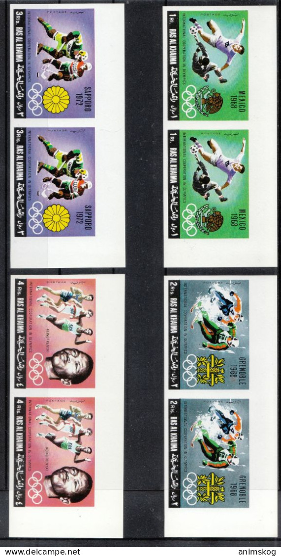 Ras Al Khaima 1969**, Paare: Olymp. Spiele, Ungez., Kaktus/Ras Al Khaima 1969, MNH, Pairs: Olymp. Games, Imperf., Cactus - Cactusses