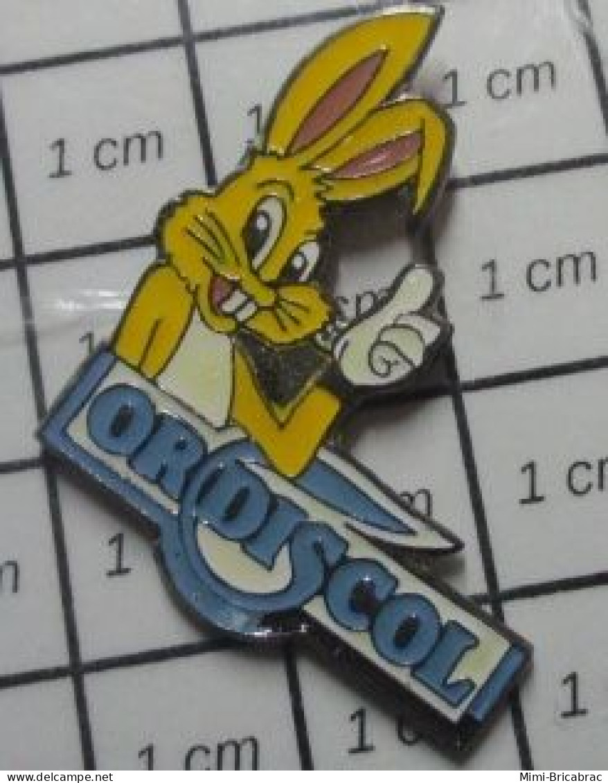 1022 Pin's Pins / Beau Et Rare / INFORMATIQUE / LAPIN JAUNE ORDISCOL ORDINATEUR SCOLAIRE - Informatik