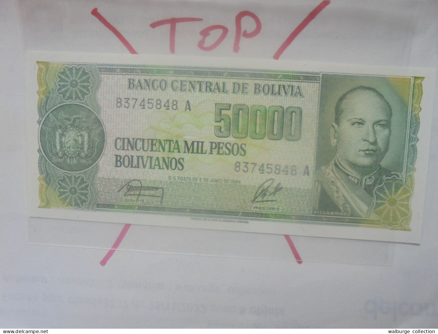 BOLIVIE 50.000 BOLIVIANOS 1984 Neuf (B.32) - Bolivien