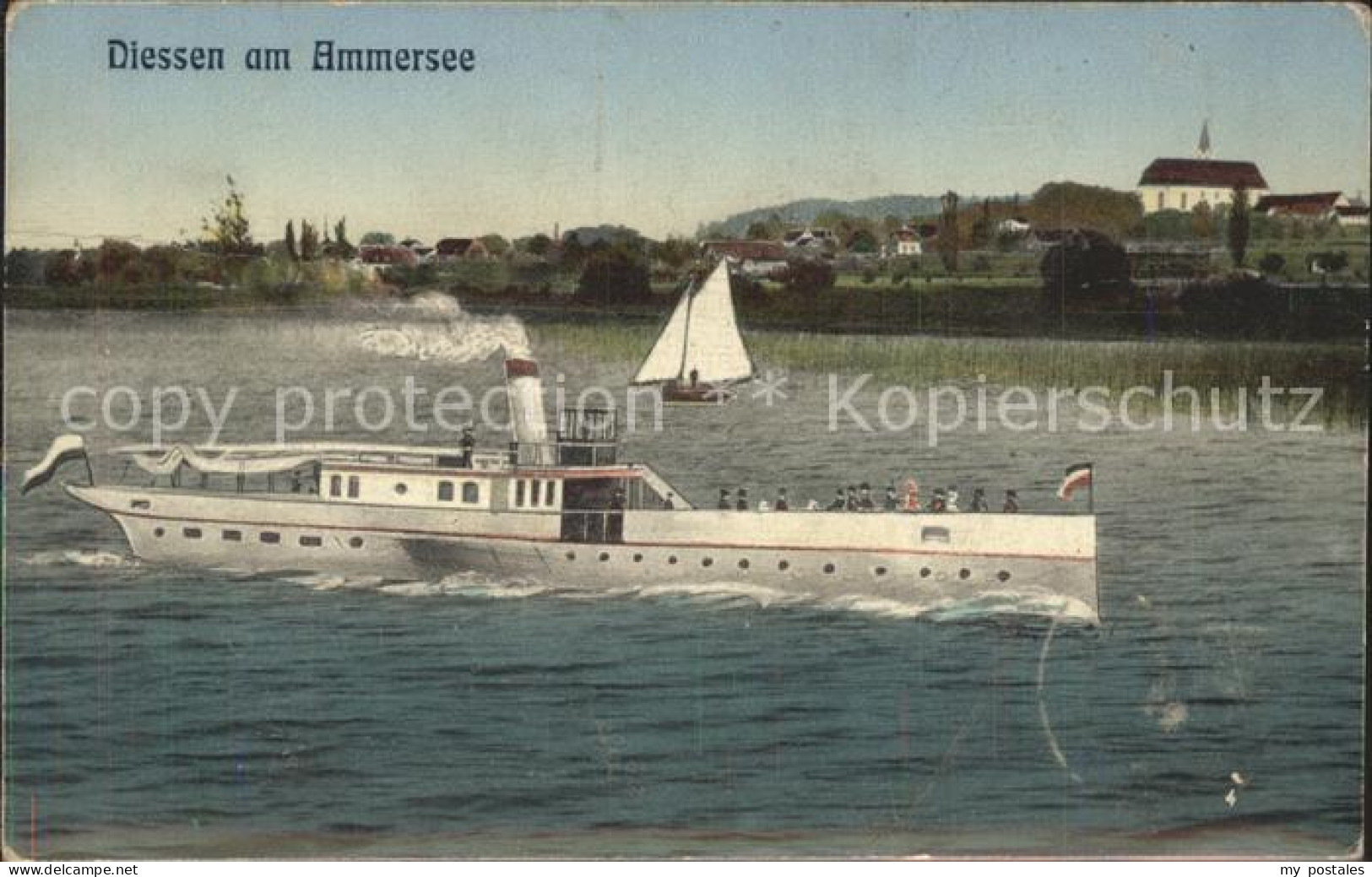 41969991 Diessen Ammersee Dampfer Segelboot Kirche Diessen Ammersee - Diessen