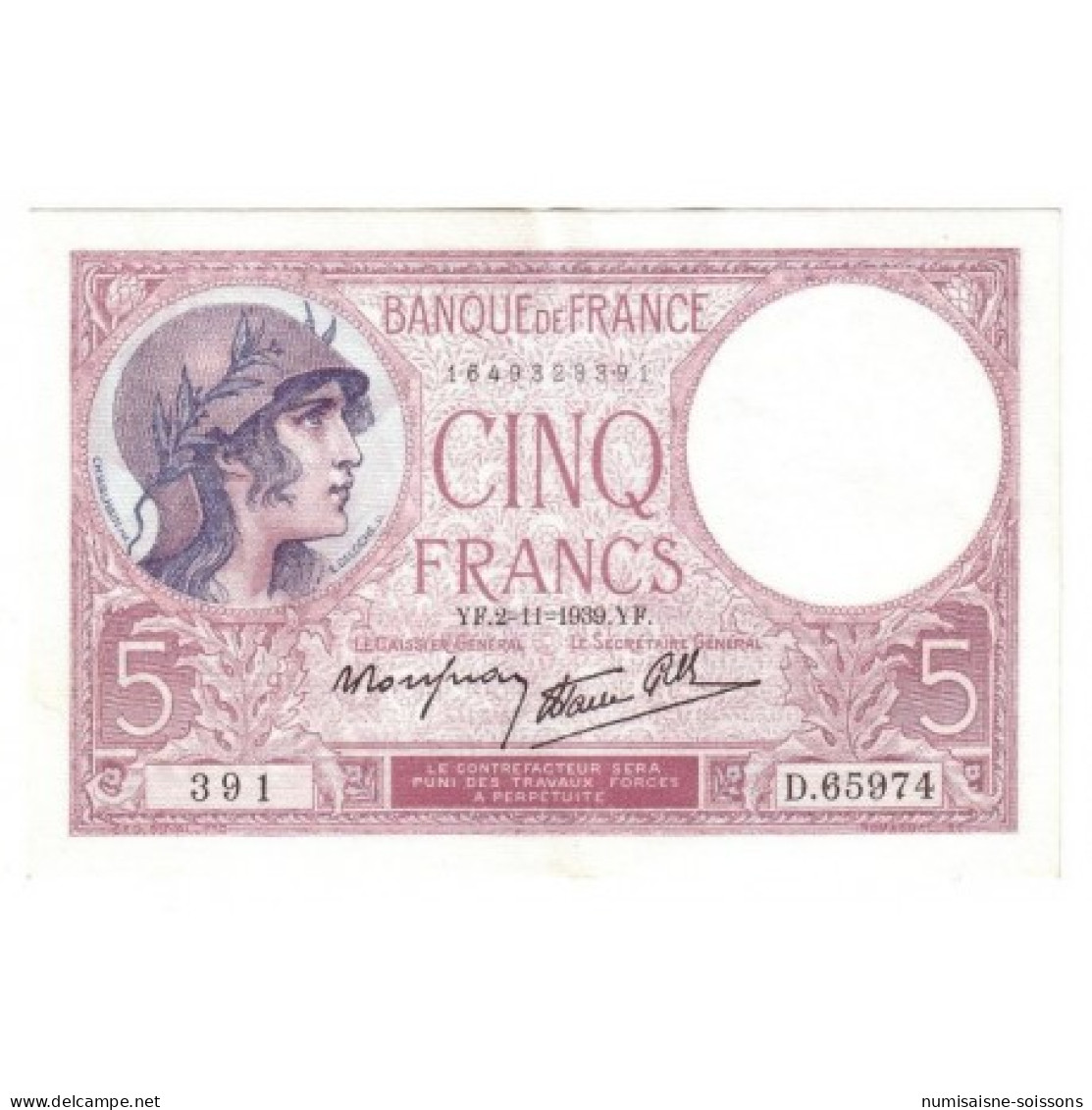 FAY 04/14 - 5 FRANCS VIOLET - 02/11/1939 - SPLENDIDE - PICK 83 - 5 F 1917-1940 ''Violet''